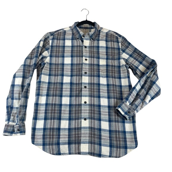L.L. Bean traditional fit men’s button up flannel shirt plaid size medium cotton - Picture 1 of 8